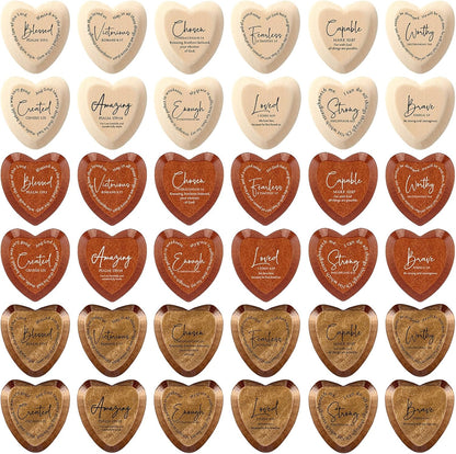 Wooden Heart Tokens with Inspirational Bible Verses