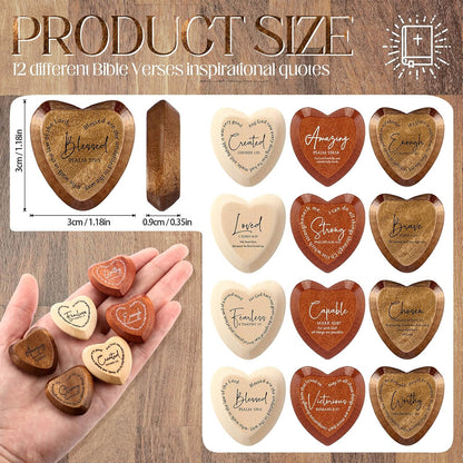 Wooden Heart Tokens with Inspirational Bible Verses